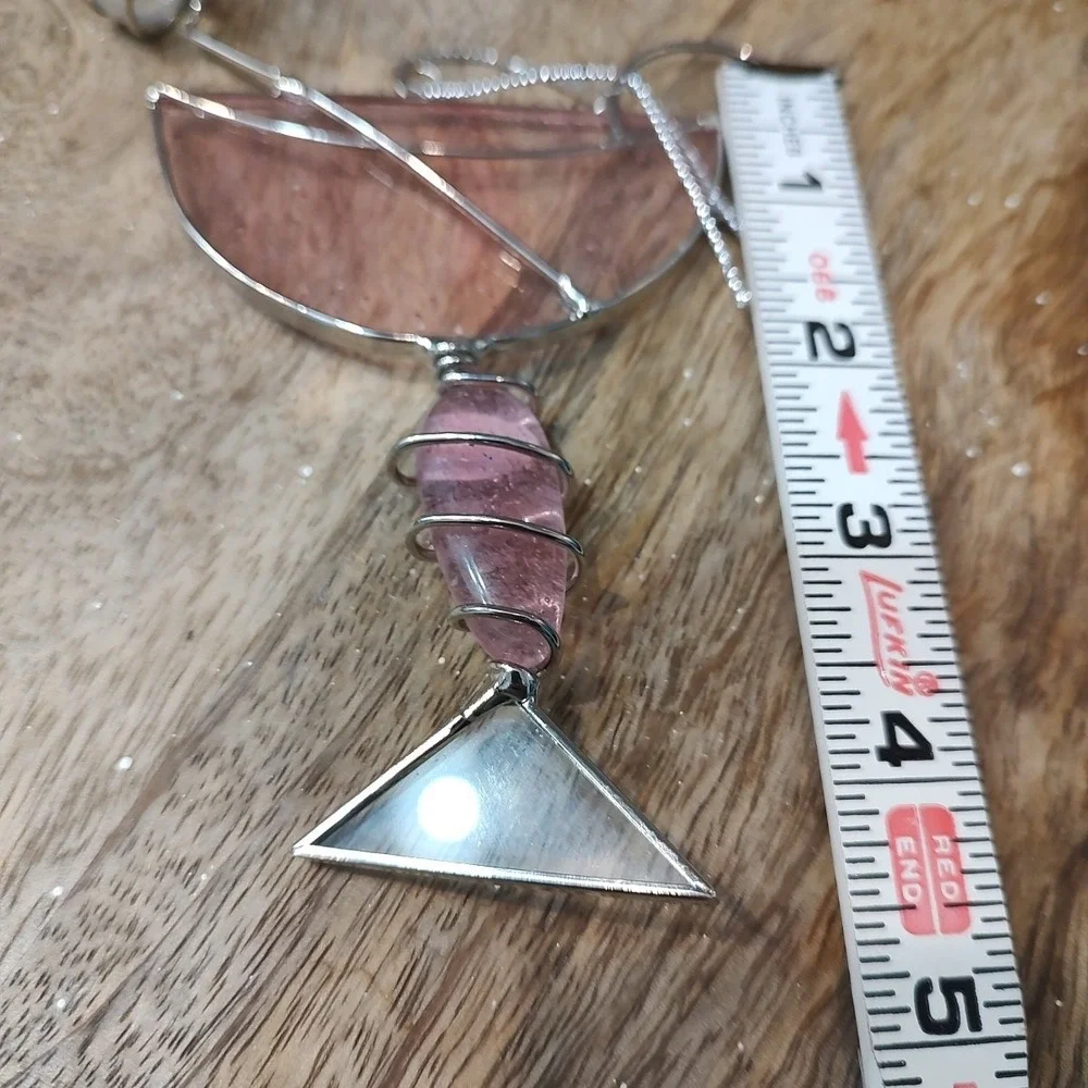 STAINED‎ GLASS MARTINI GLASS Sun Catcher ORNAMENT Drinks Cosmo Pink